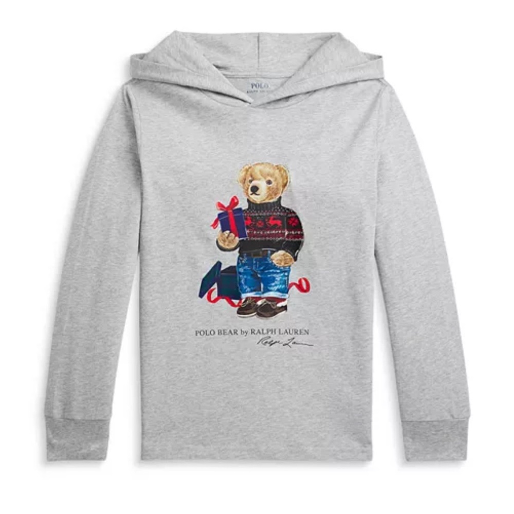 Boys Polo Bear Graphic Jersey Hooded Tee-Big Kid